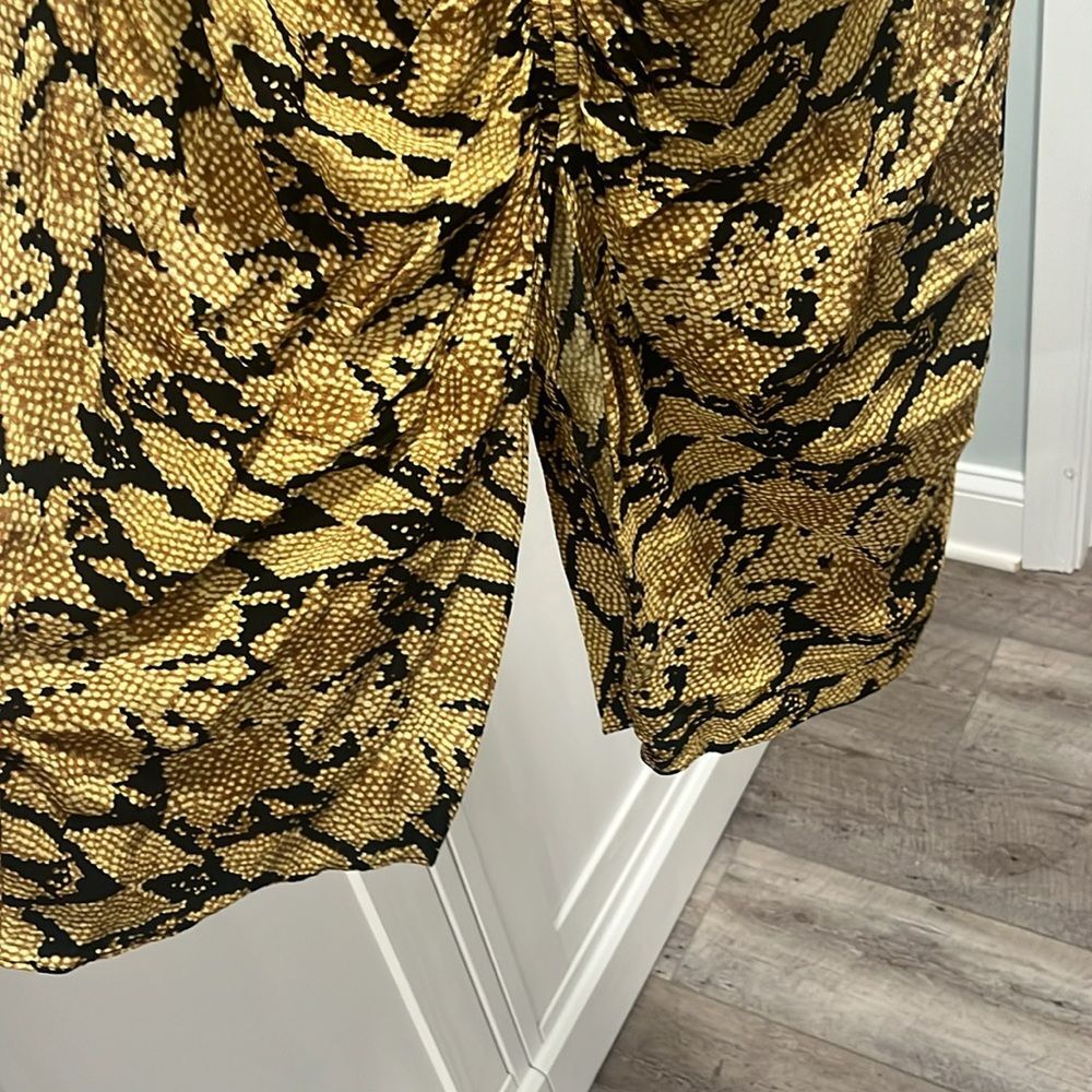 BA&SH Jupe Carry Midi Skirt, Slit, Ruched, Snakeskin, Size 2 (8/M) - Picture 5 of 14